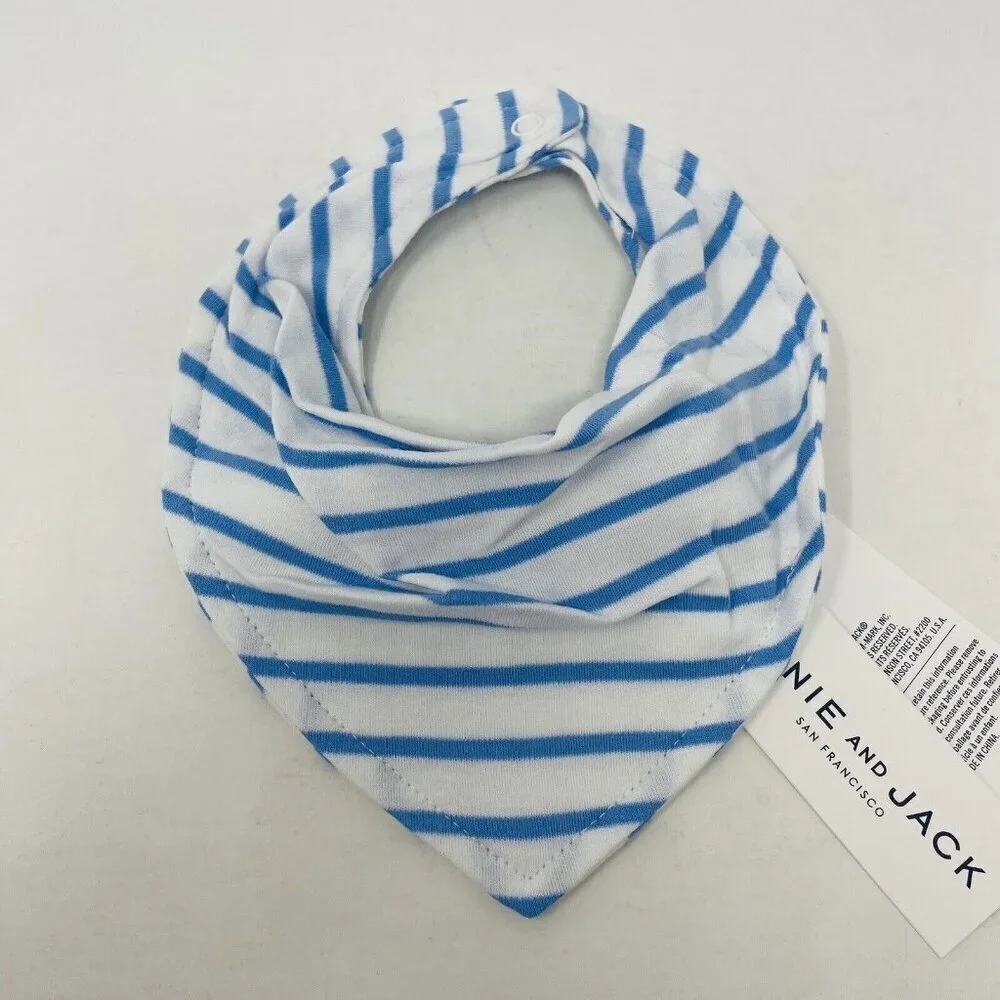 Janie‎ and Jack Baby Boys Newborn One Size Striped Bandana Bib in White/Blue $14